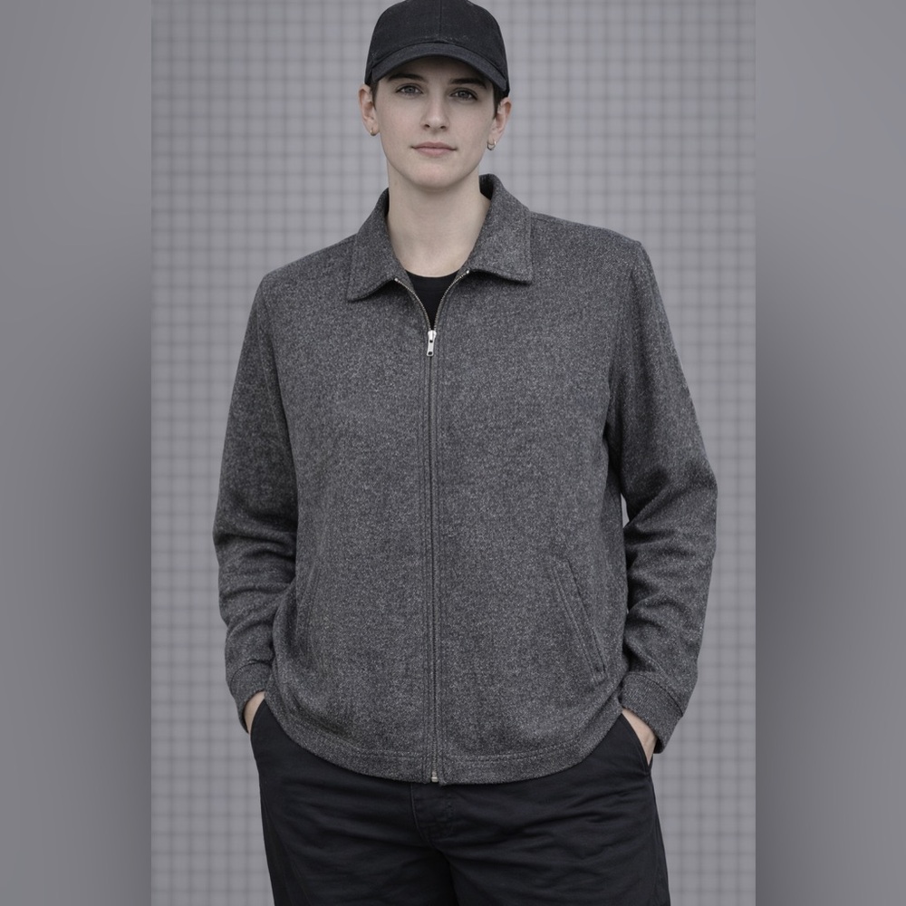 Christopher & Banks Men's Heathered Gray Zip-Up Jacket